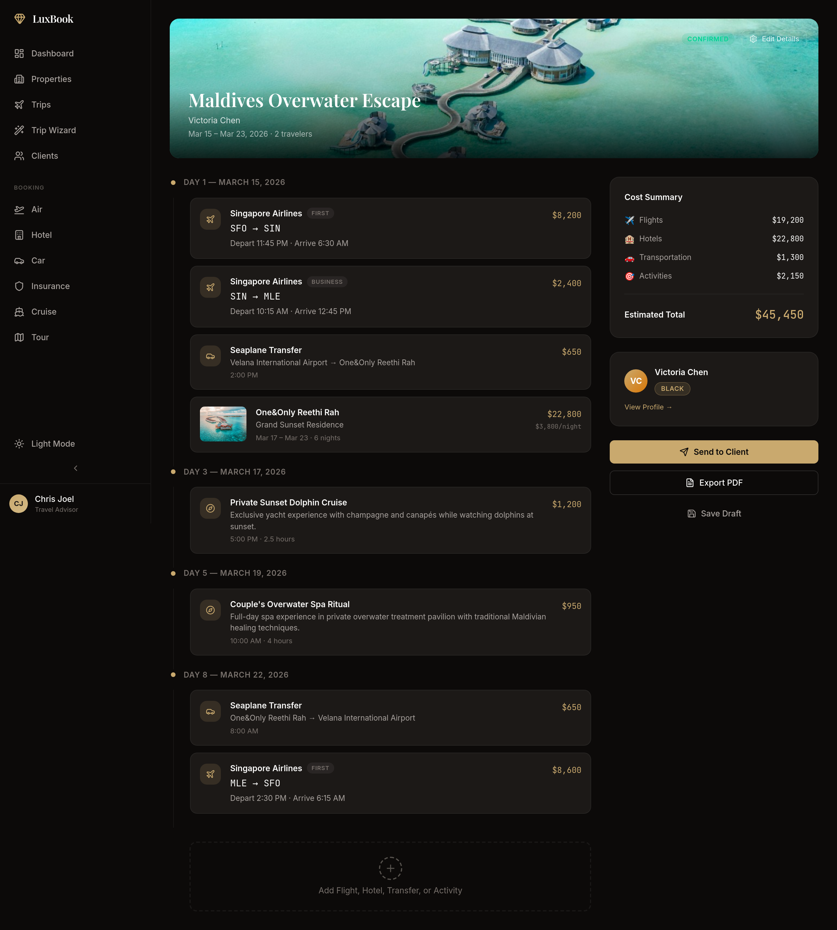 LuxBook Trip Detail